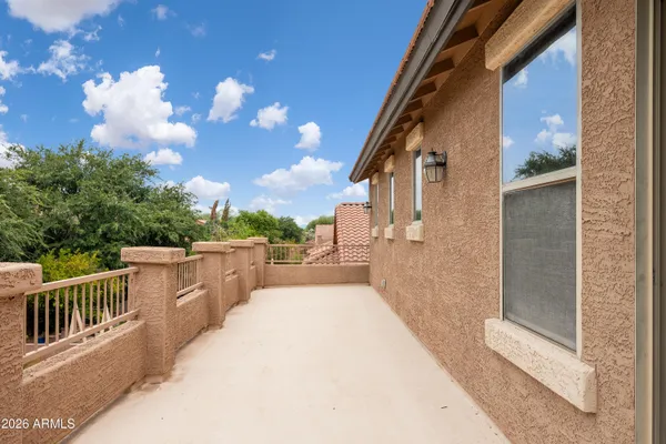 a view of a house with a balcony