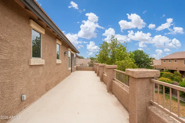 a view of a terrace with sky view