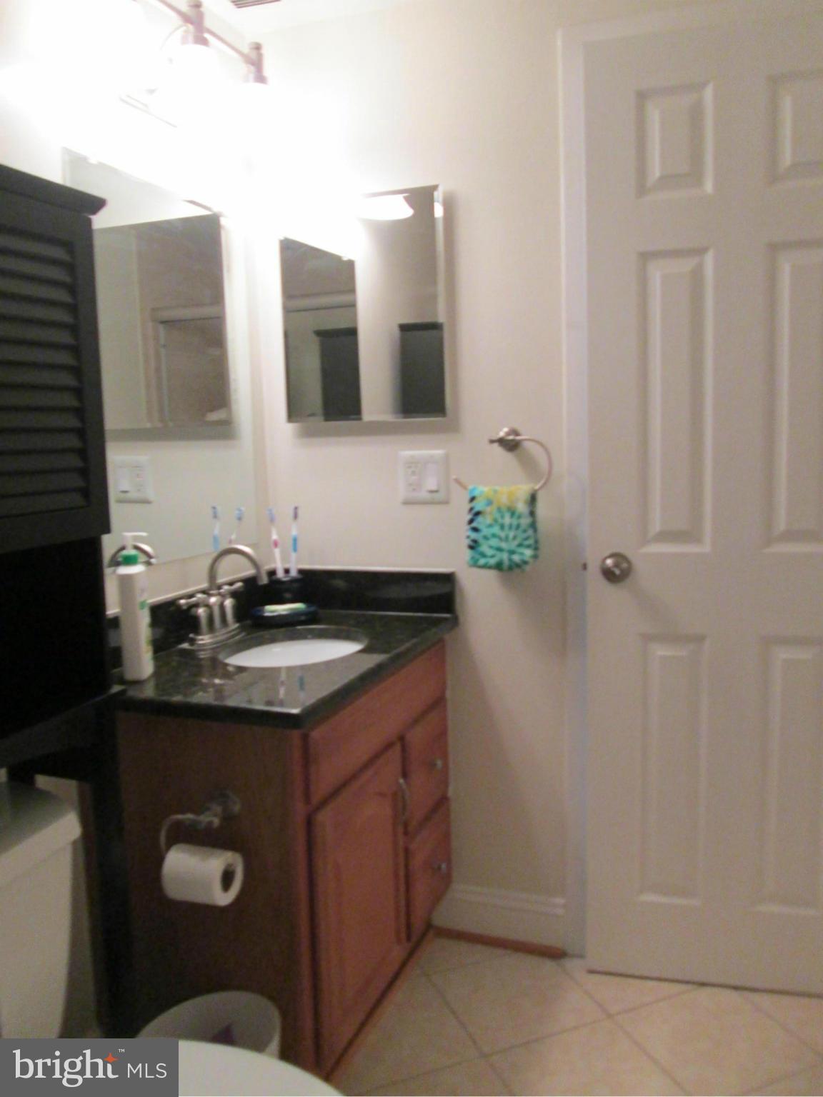 3100 South Manchester Street, Unit 727 Falls Church, VA 22044 - Photo 13 of 23 a bathroom with a granite countertop sink and a mirror