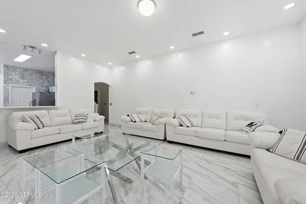 a living room with furniture