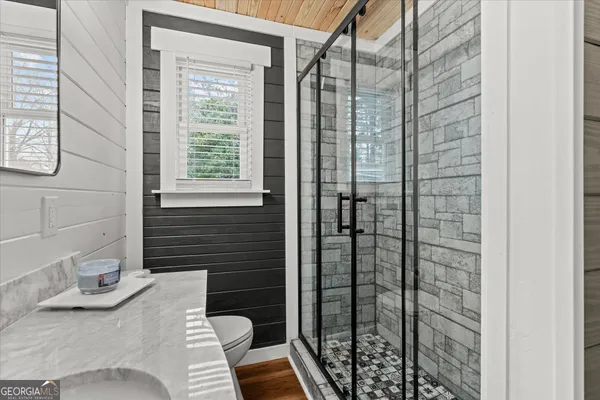 a bathroom with a shower