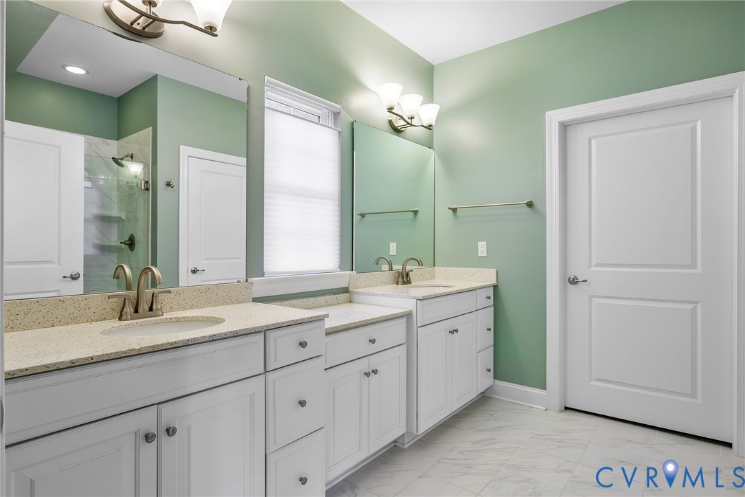 3437 Kendal Crossing Terrace Midlothian, VA 23113 - Photo 21 of 31 a bathroom with a granite countertop sink double and mirror