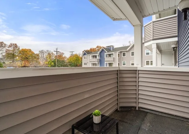 a view of a terrace with sky view