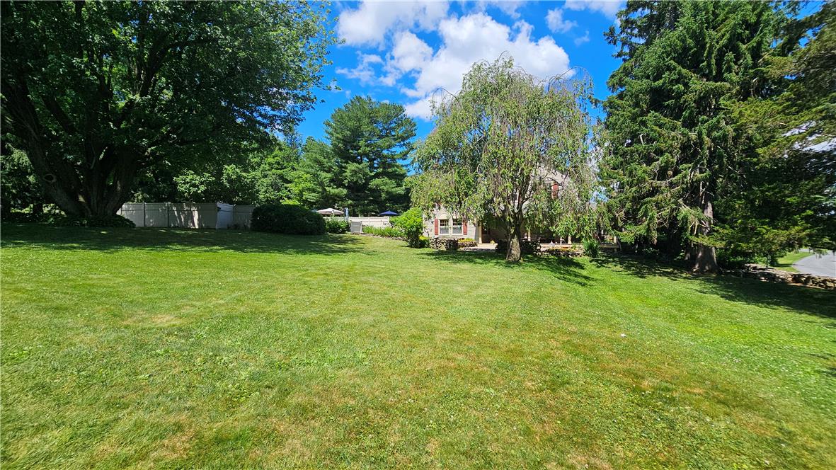 585 Buttermilk Road Hellertown, PA 18055 - Photo 59 of 82 A spacious, verdant yard invites outdoor activities, bordered by mature trees and a charming distant home.