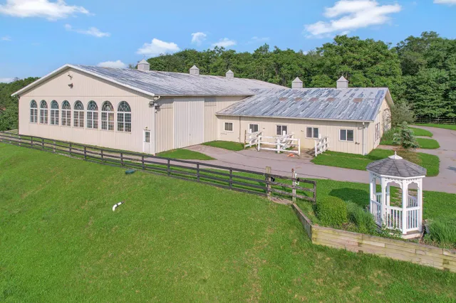 an aerial view of a house