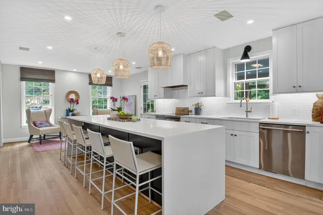 a kitchen with lots of counter top space