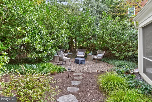 a outdoor living space with furniture and garden view