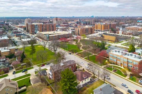 an aerial view of a city