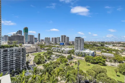 a view of a city with tall buildings