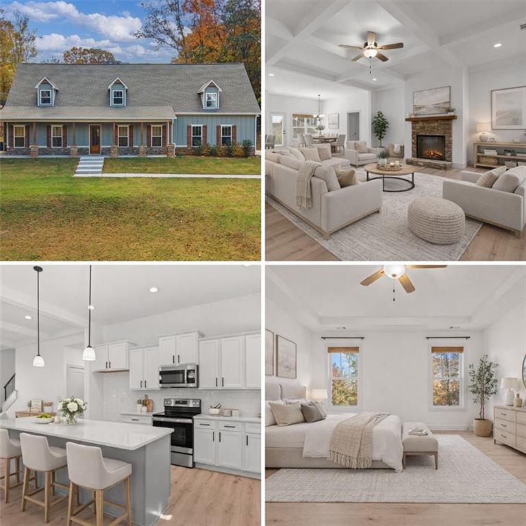 a view of a living room and kitchen area