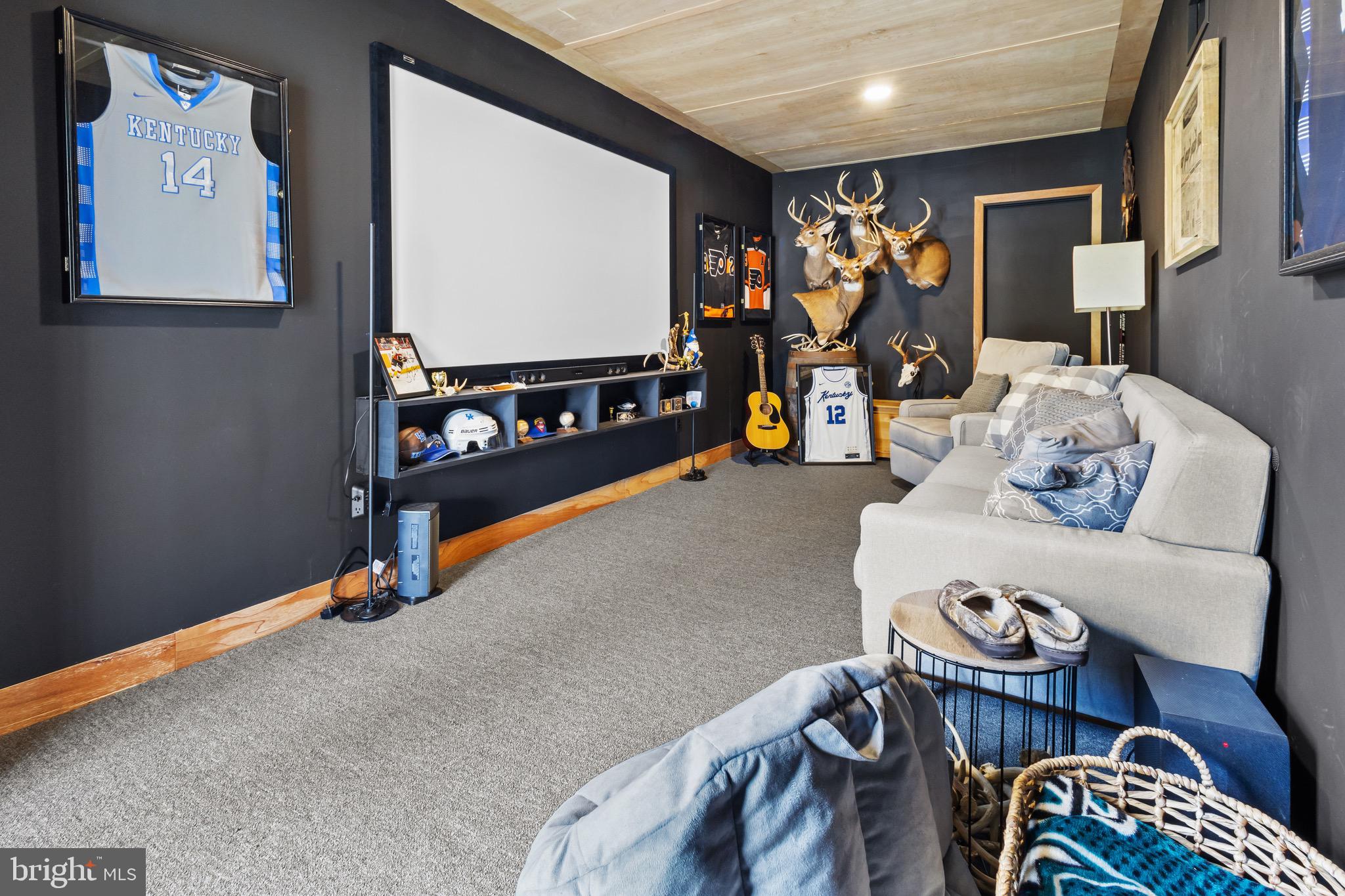 153 Crystal Road Elmer, NJ 08318 - Photo 19 of 29 a living room with furniture a projector and a flat screen tv