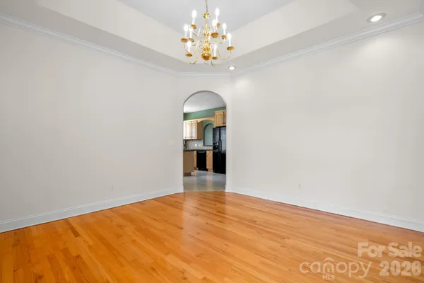 a view of a chandelier in a room