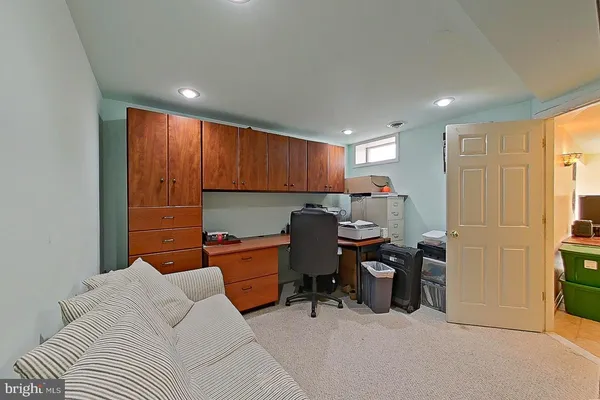 a work place with a large window