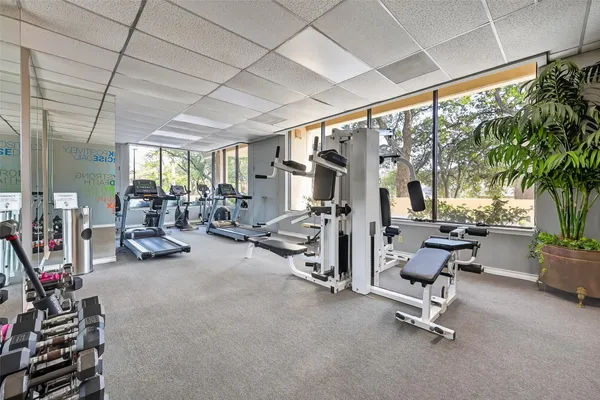 a view of a livingroom with furniture and windows