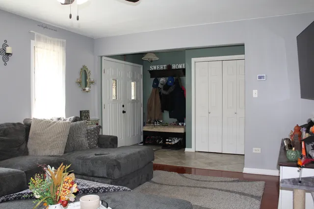 a living room with furniture and a couch