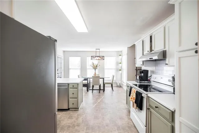 a kitchen with lots of counter top space