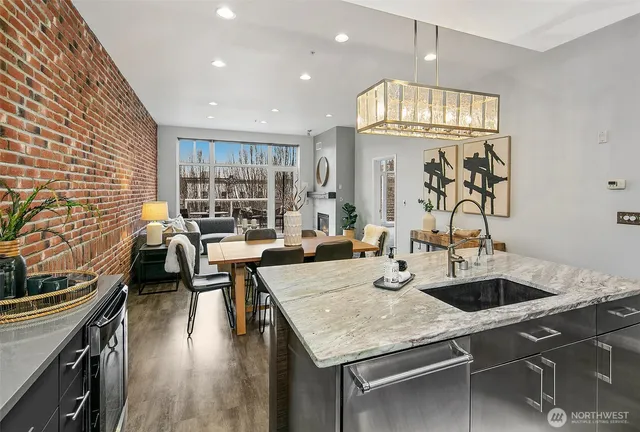 a kitchen with counter space cabinets and appliances