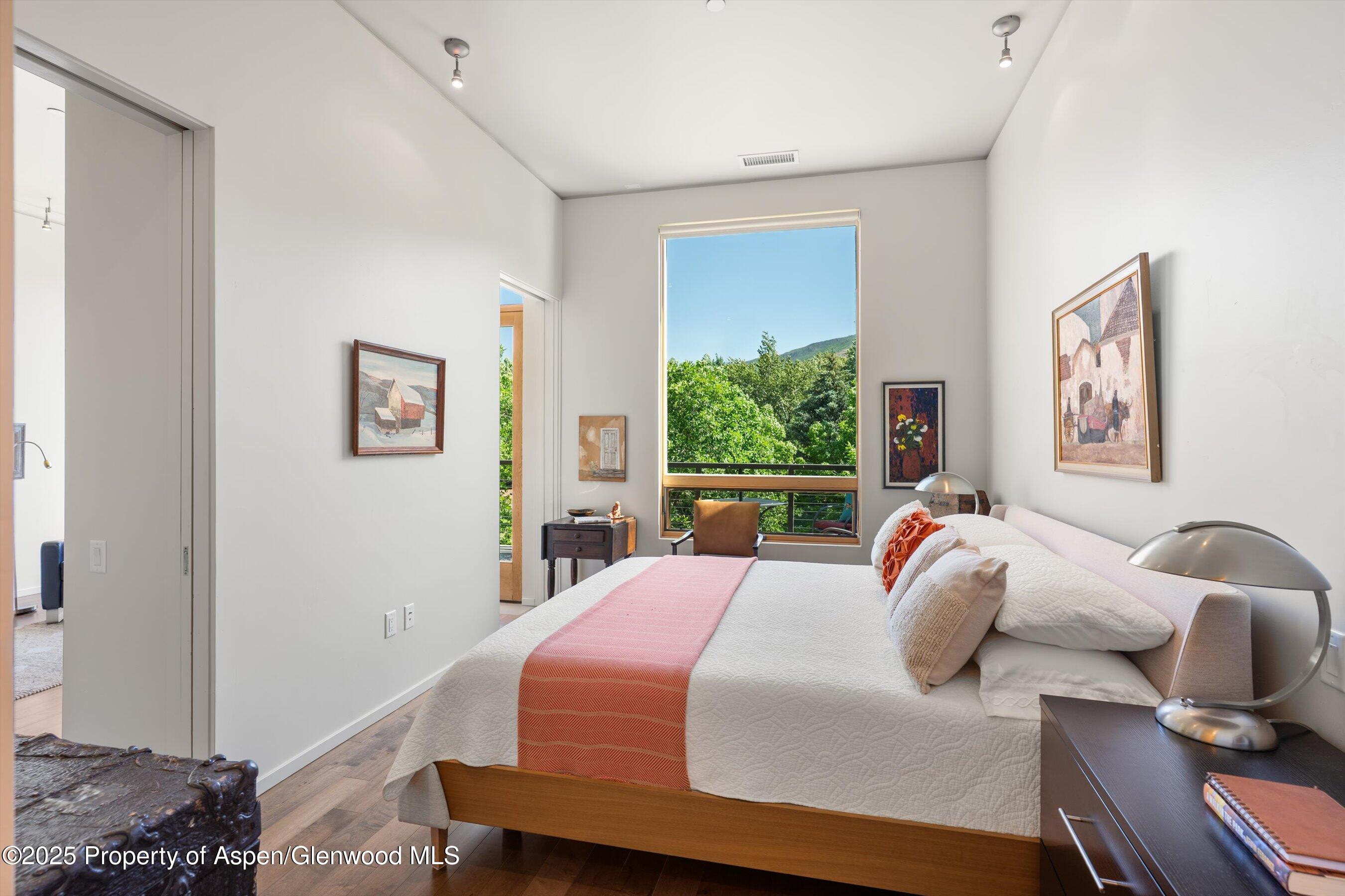 202 Evans Road, Unit 202 Basalt, CO 81621 - Photo 12 of 29 a bedroom with a bed and wooden floor