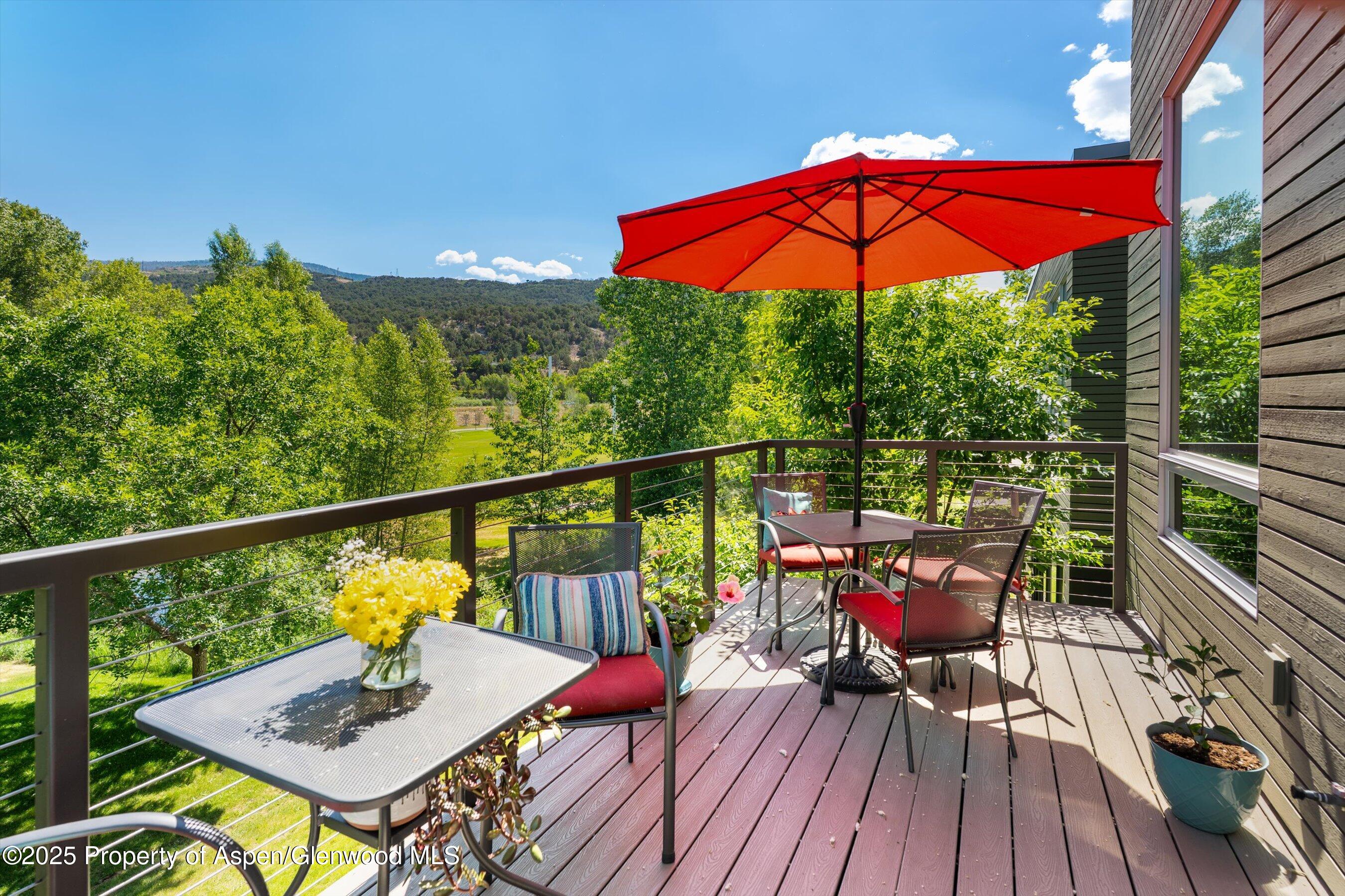 202 Evans Road, Unit 202 Basalt, CO 81621 - Photo 15 of 29 a view of a balcony with furniture and wooden floor