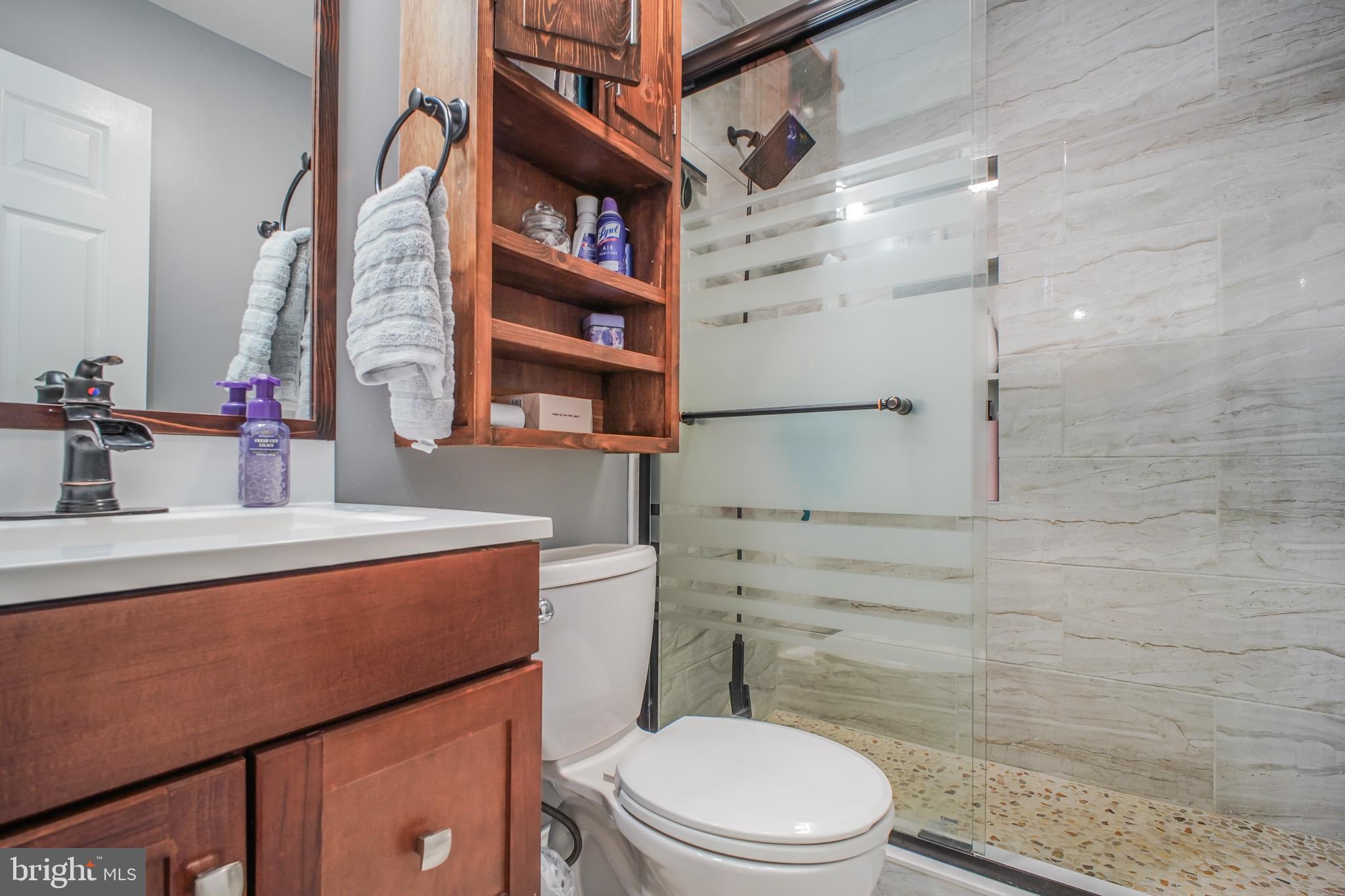 8227 Frye Road Alexandria, VA 22309 - Photo 25 of 45 a bathroom with a sink a toilet and shower