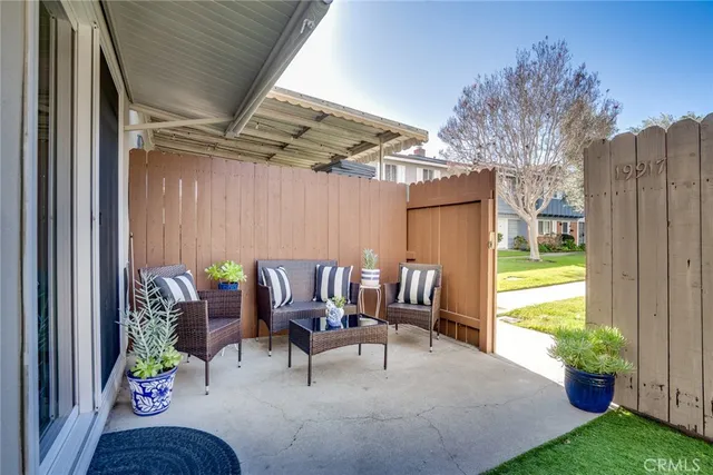 a outdoor view with a sitting space