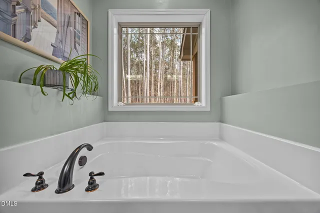 a bathroom with a bathtub