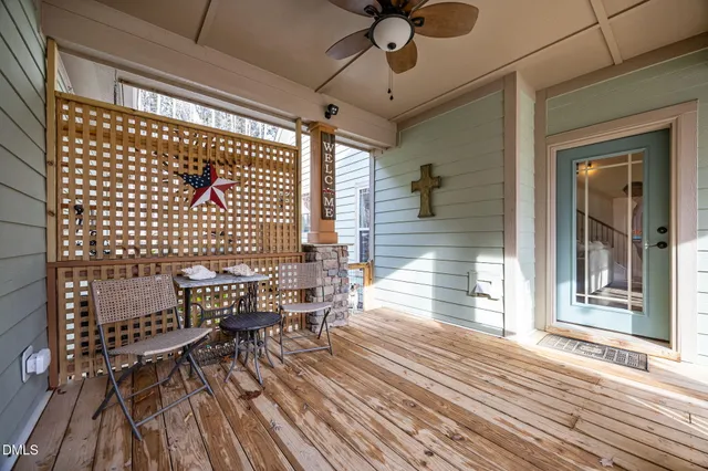 a view of dining room and wooden floor