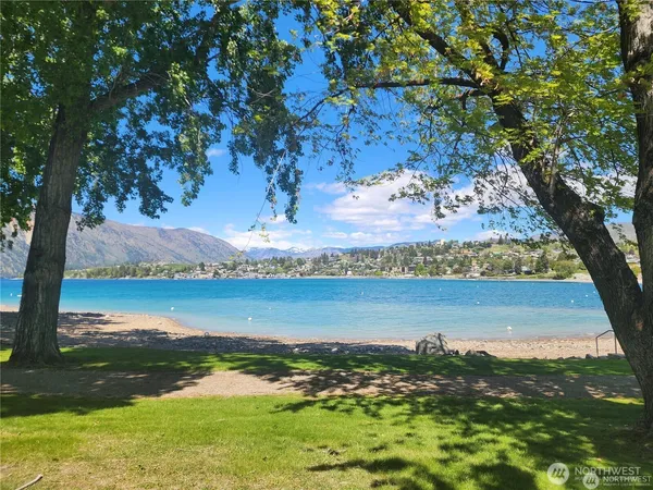 a view of a lake with a mountain