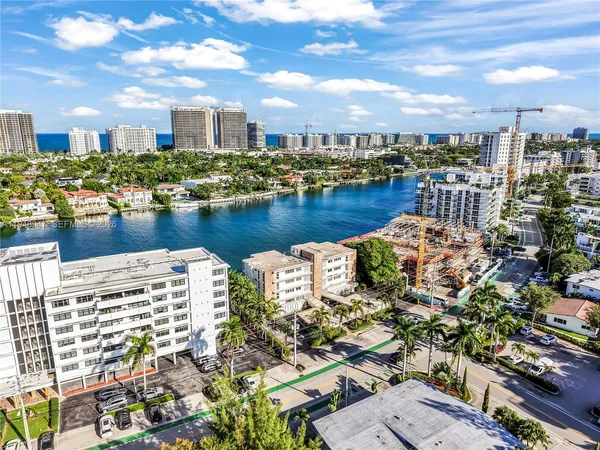 a view of a city and ocean view