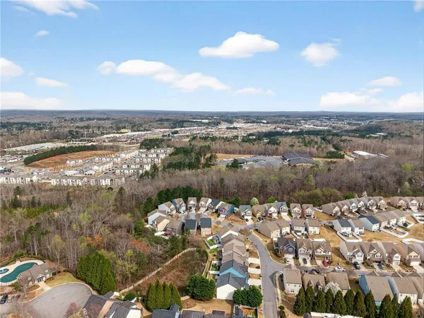 a view of a lake with houses