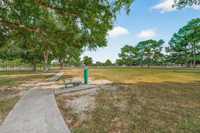 a view of a park with a slide