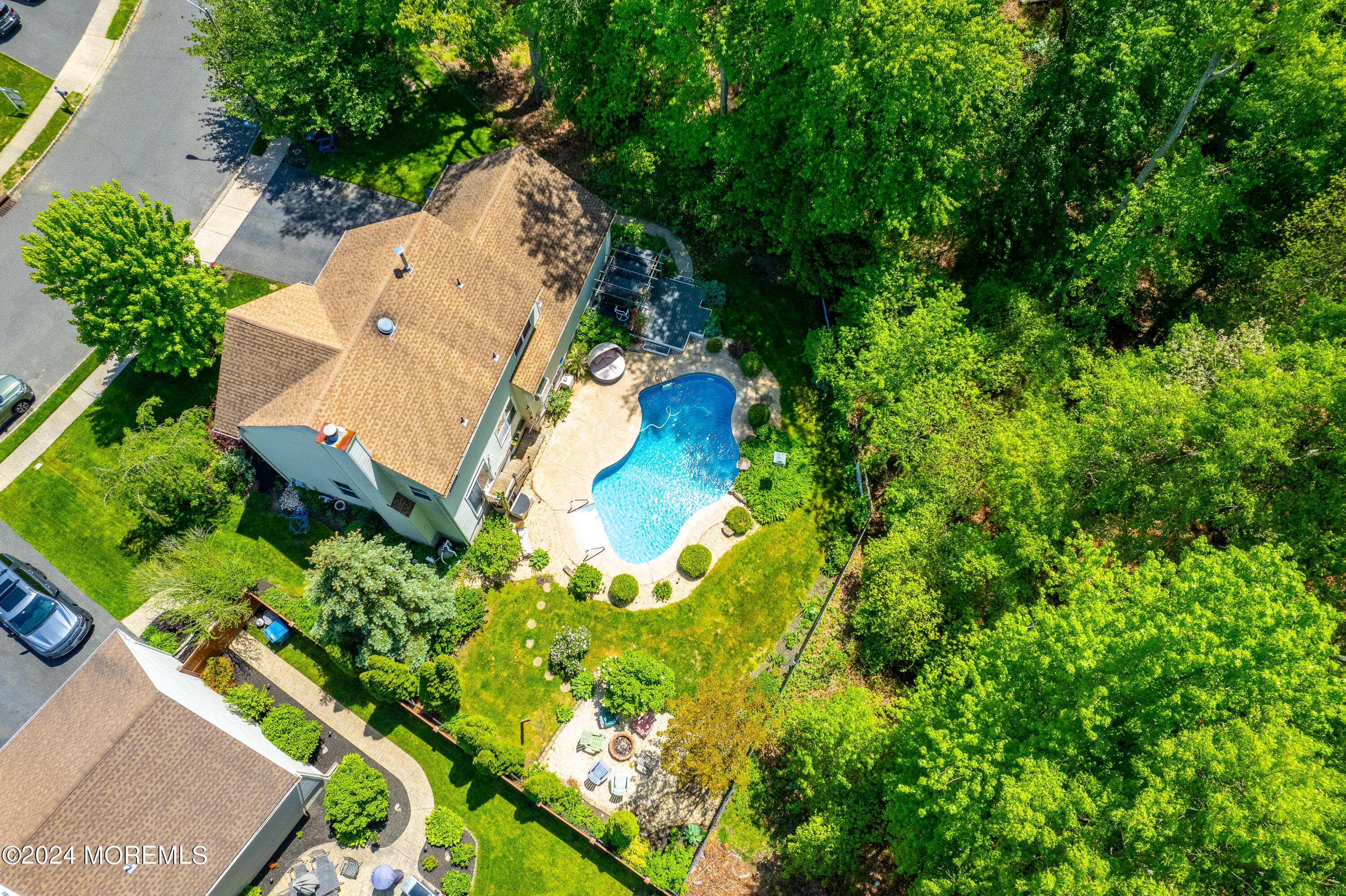 52 Danella Way Howell, NJ 07731 - Photo 40 of 42 an aerial view of residential house with outdoor space and trees all around
