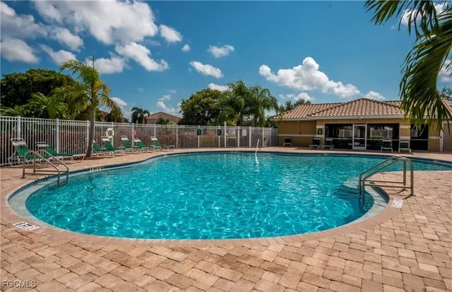 a garden view with a seating space