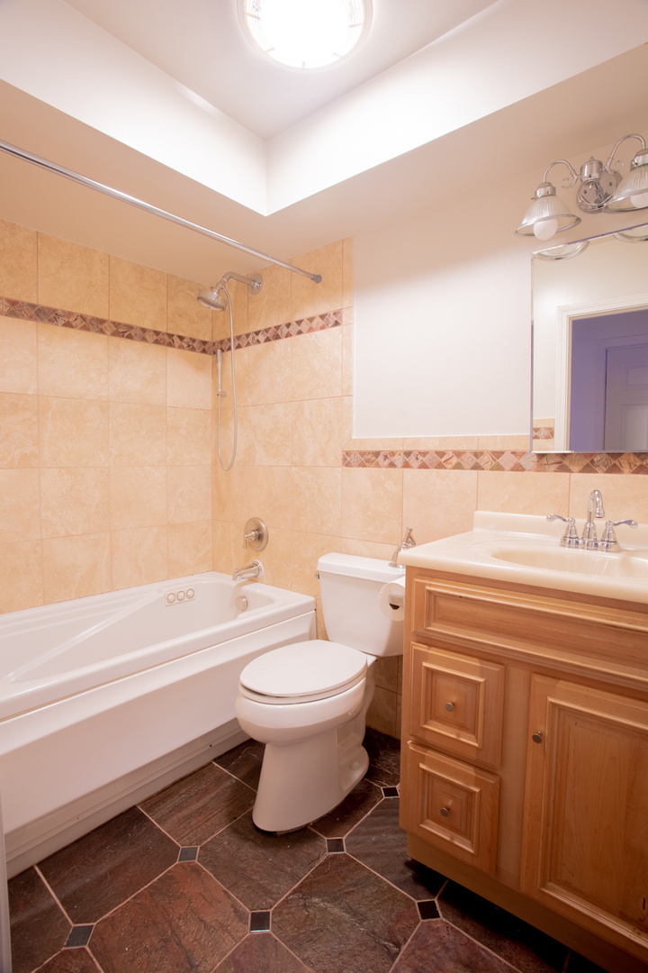2400 Archbury Lane, Unit 1E Park Ridge, IL 60068 - Photo 17 of 18 a bathroom with a toilet a sink and bathtub