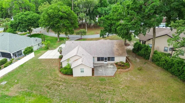 an aerial view of a house