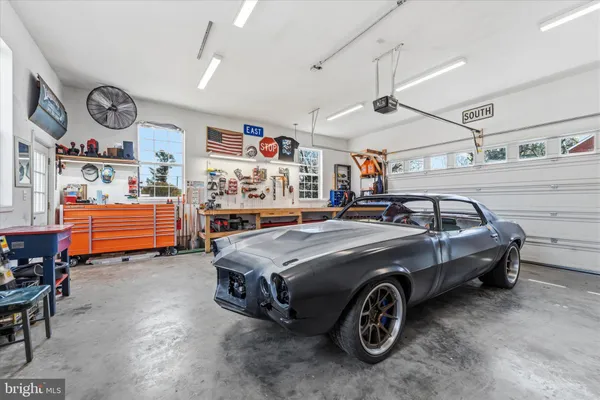 a car is parked in a garage