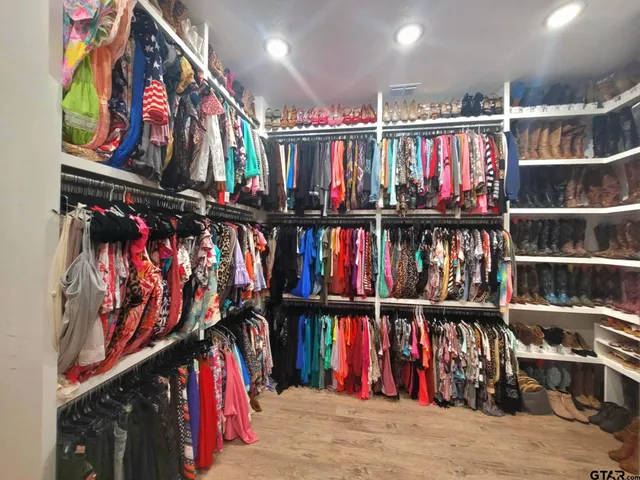 a view of an empty walk in closet