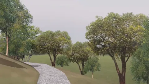 a view of outdoor space with trees all around