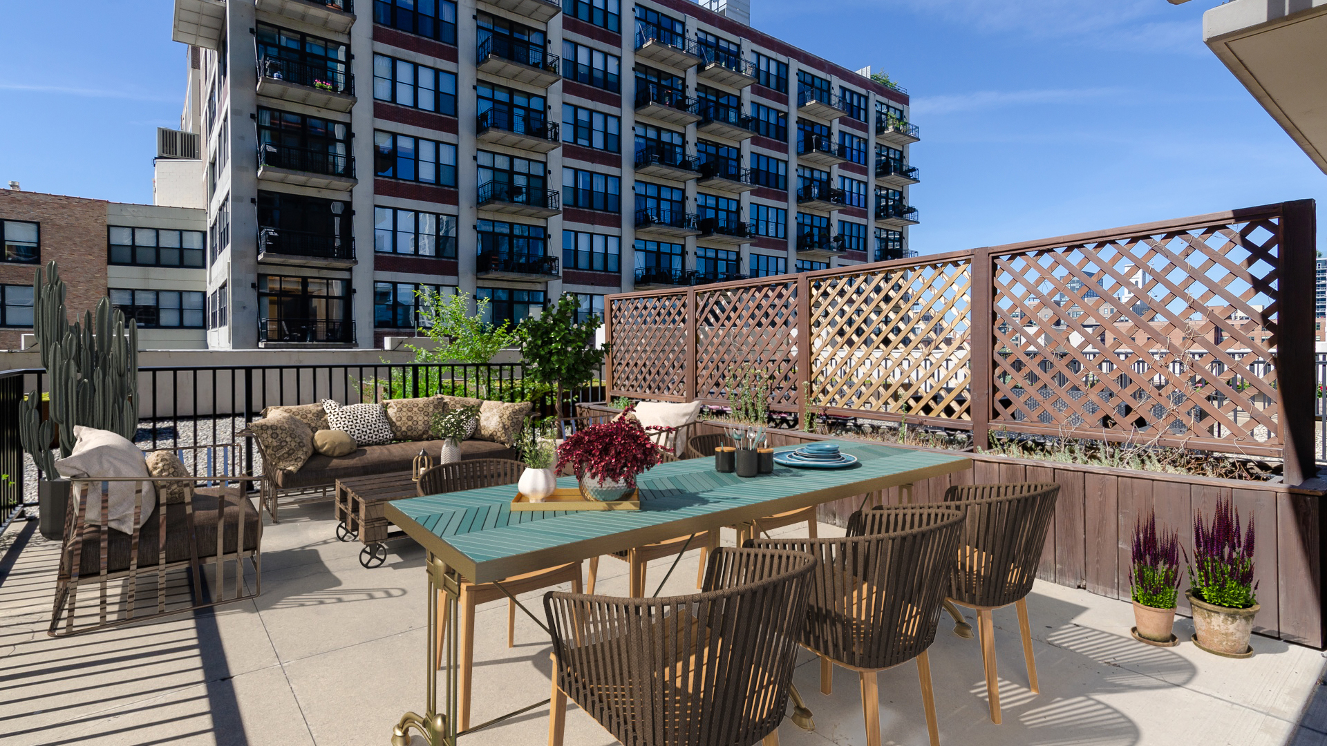 210 South Desplaines Street, Unit 606 Chicago, IL 60661 - Photo 24 of 33 a view of a chairs and table in patio