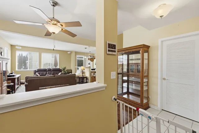a view of a living room and dining room
