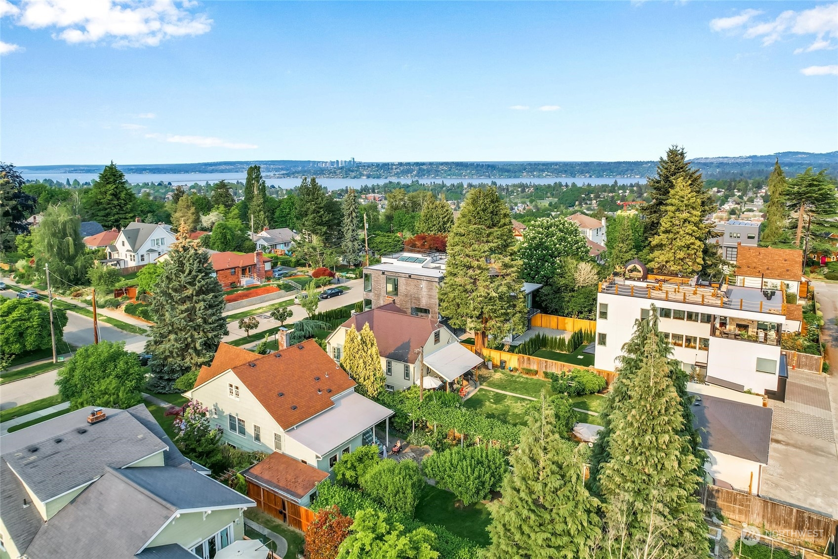 2707 South Ferdinand Street Seattle, WA 98108 - Photo 35 of 38 an aerial view of a city with lots of residential buildings ocean and mountain view in back