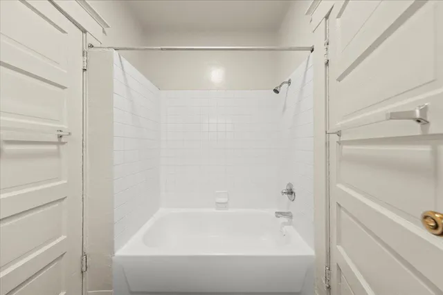 a bathroom with a bathtub