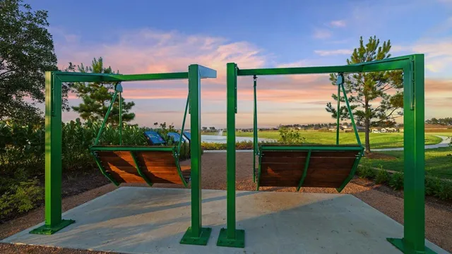 a bench sitting in front of a building