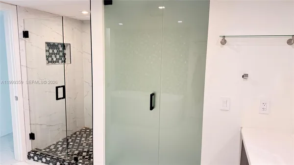 a bathroom with a shower