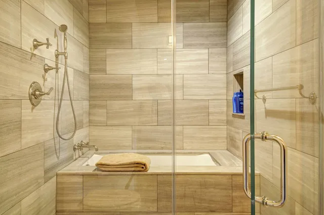 a bathroom with a shower