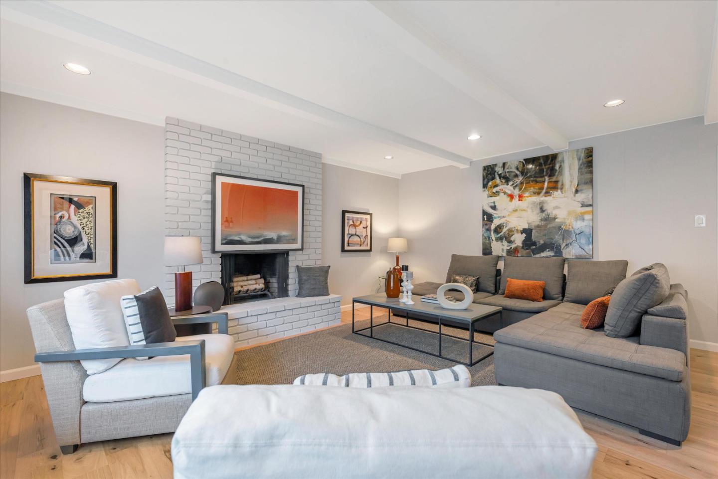 1649 Lee Drive Mountain View, CA 94040 - Photo 12 of 35 a living room with furniture a fireplace and a flat screen tv