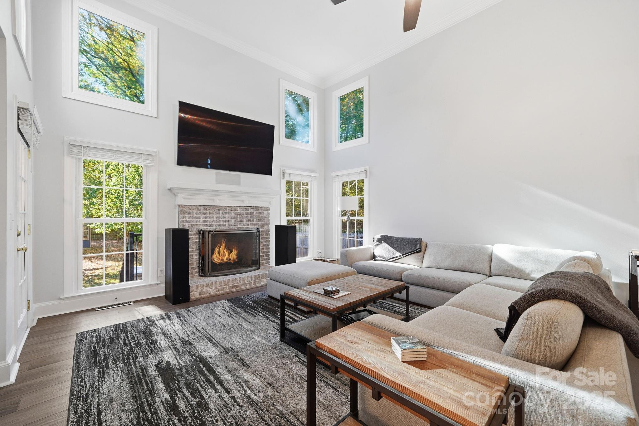 6600 Shaftesbury Road Charlotte, NC 28270 - Photo 8 of 42 a living room with furniture and a fireplace