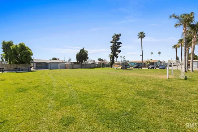 a view of a park with slide