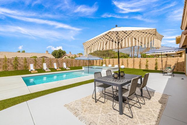 a view of an outdoor seating area