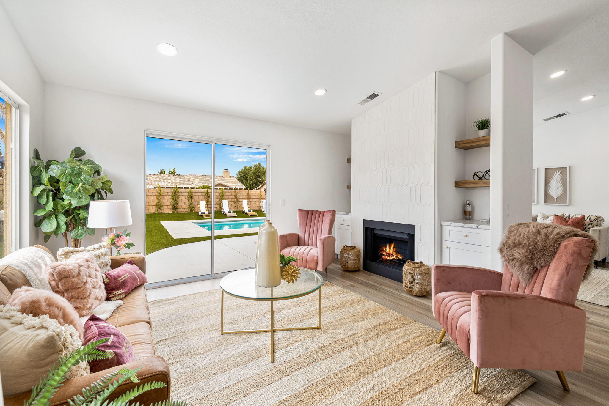 79340 Paseo Del Rey La Quinta, CA 92253 - Photo 33 of 69 a living room with furniture fireplace and a fireplace